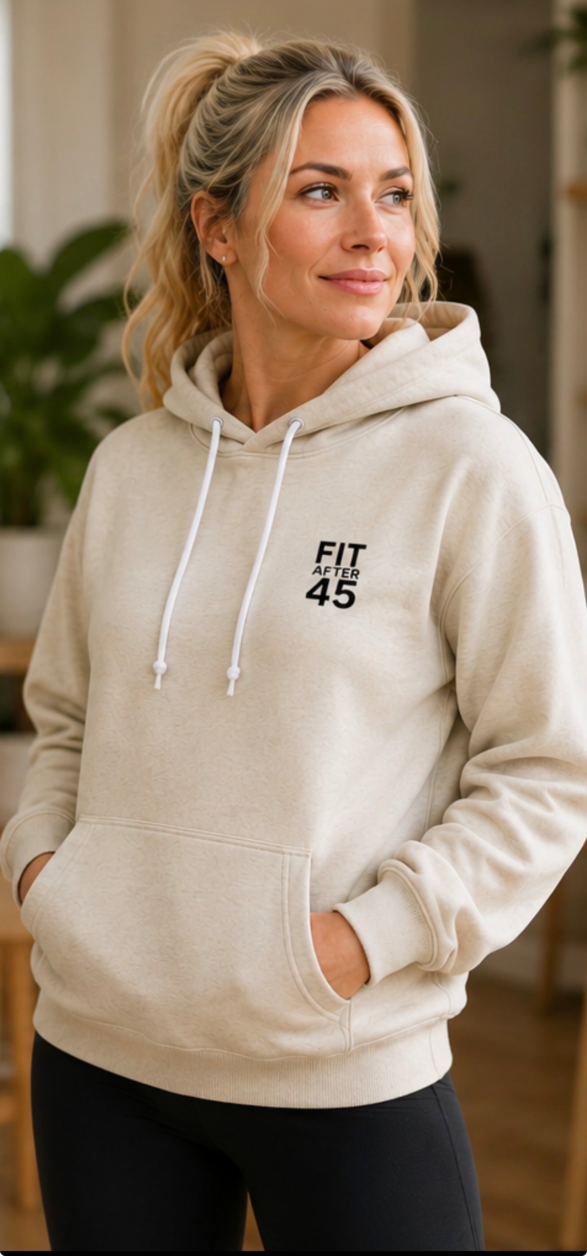 Women's FIT AFTER 45 Hoodie – Bleached Linen